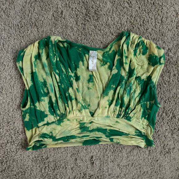 Green Tie Dye Fairy Crop Top Size XS - Picture 4 of 5